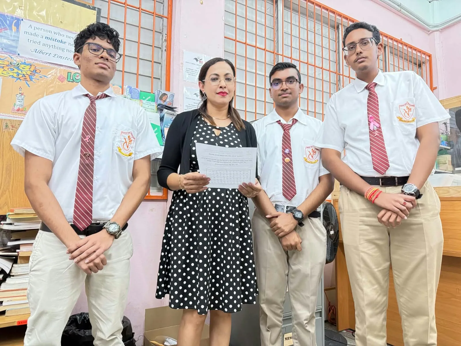 Commissioner Savitri Bahal with students at Vishnu Boys Hindu College